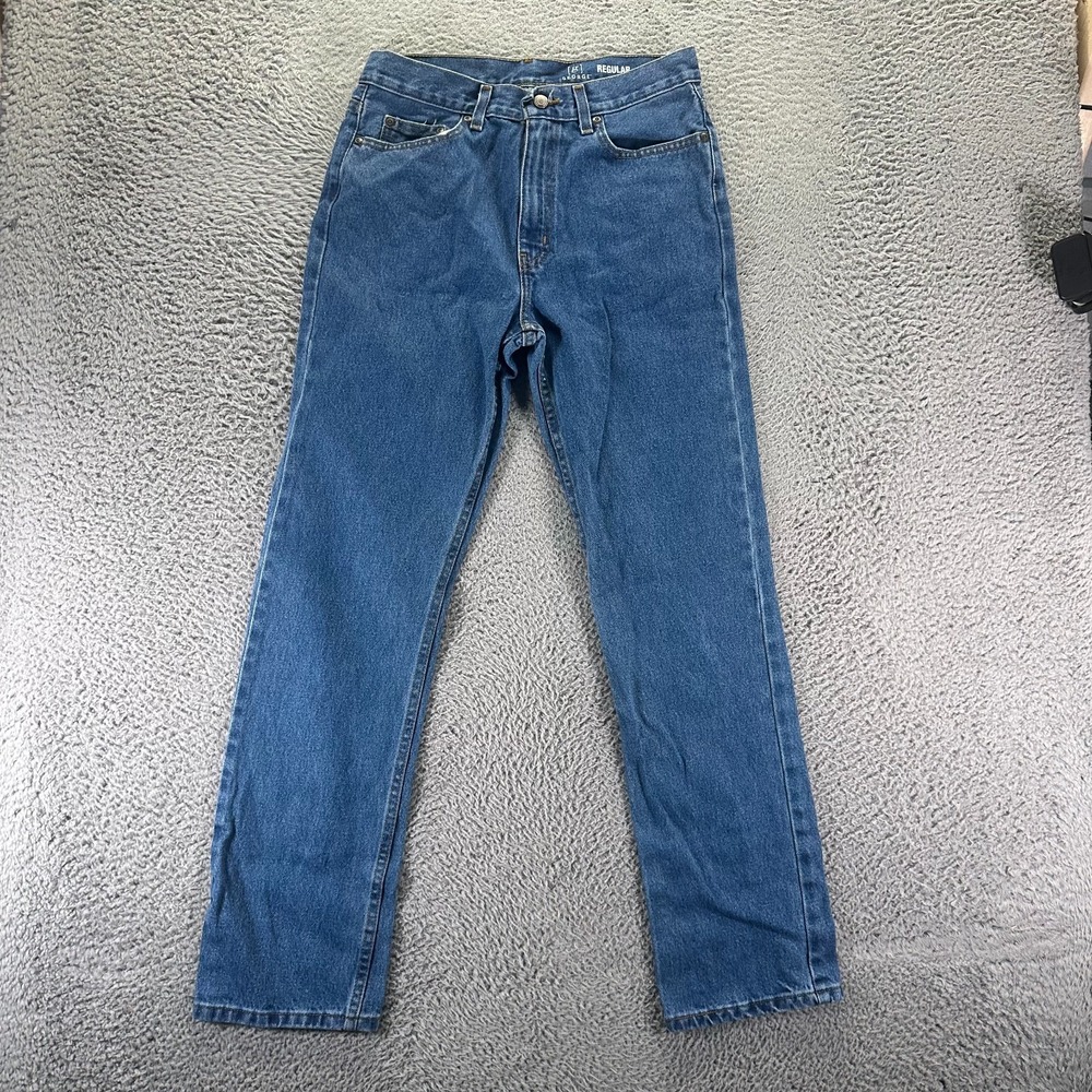 George Jeans Mens 30x32 Blue Cotton Denim Straight Leg Utility Travel Workwear